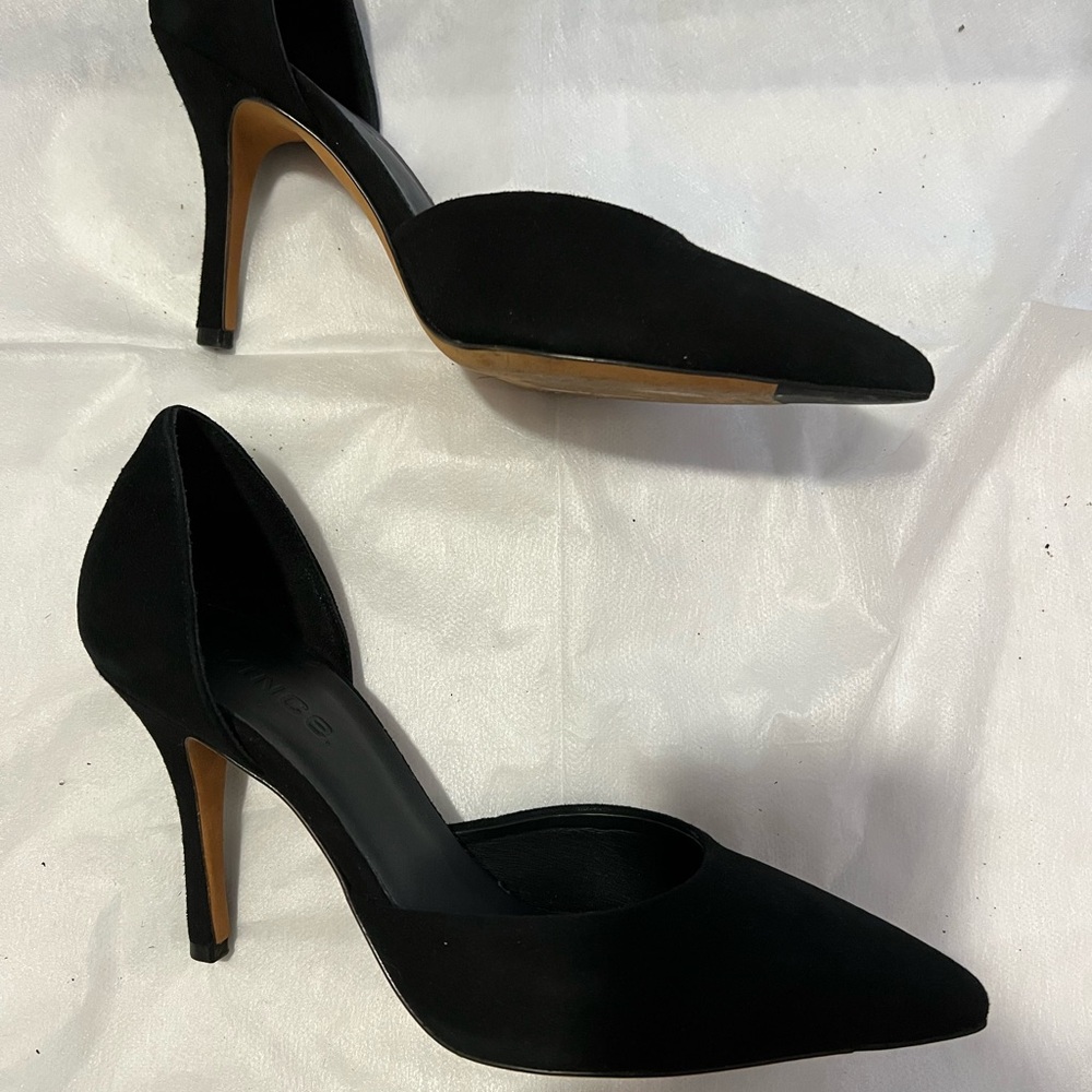 Vince Black Heels suede Pointed-Toe - Picture 2 of 3